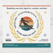 Winterpark, Colorado - Skilangläuferin, Schwarzer Schaumweinetikett (Einzelnes Label)