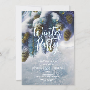 Winterparty-Einladung, Schneebedeckte Feier Feiertagskarte