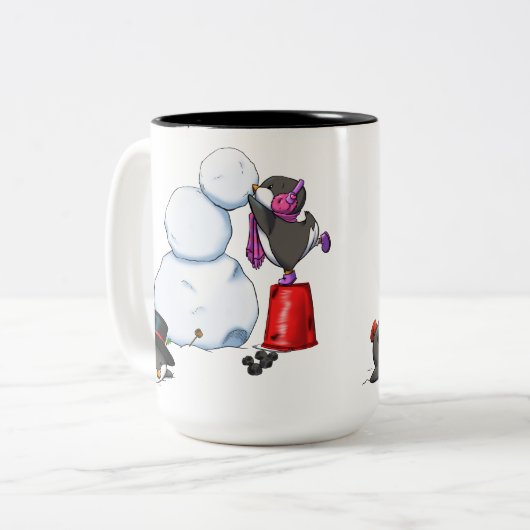 Winterpenguin-Tasse Zweifarbige Tasse (Vorderseite Links)