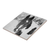 Winterpferd B&W Keramik Tile Fliese (Seite)