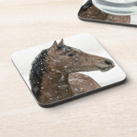 Winterpferd Getränkeuntersetzer (Linke Seite)