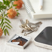 Winterpferd im Schneefeld 3 Schlüsselanhänger (Seite)