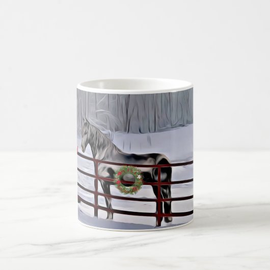 Winterpferd im Schneeurlaub Kaffeetasse (Mittel)