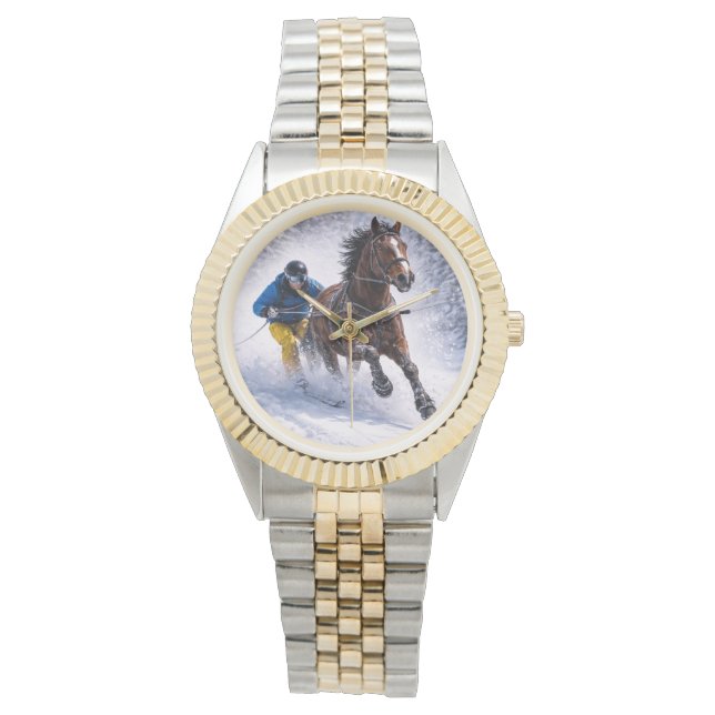   Winterpferd-Mauspads Armbanduhr (Vorderseite)