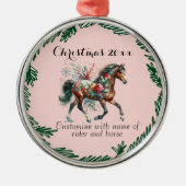 Winterpferd mit Blume Ornament Aus Metall (Vorne)