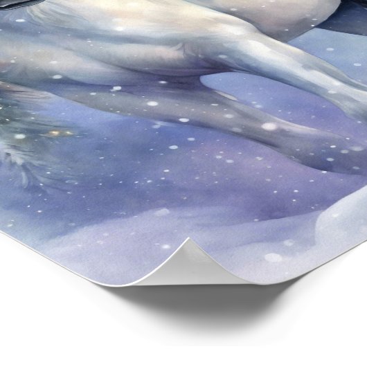 Winterpferd mit Blume Poster (Ecke)