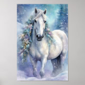 Winterpferd mit Blume Poster (Vorne)