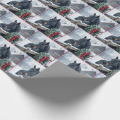 Winterpferd mit Weihnachtskranz Geschenkpapier (Ecke)