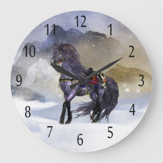 Winterpferd Pferdeküche Weitblick Große Wanduhr
