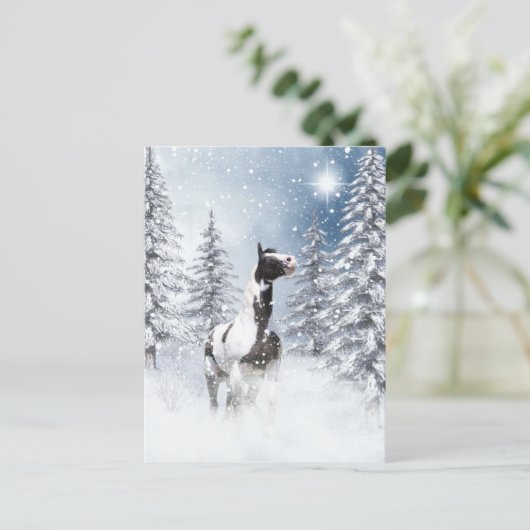 Winterpferd Postkarte (Stehend Vorderseite)