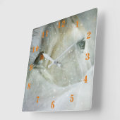 Winterpferd und Robin Quadratische Wanduhr (Winkel)