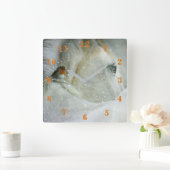 Winterpferd und Robin Quadratische Wanduhr (Zuhause)