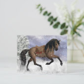 Winterpferde Fantasy Art Postkarte (Stehend Vorderseite)
