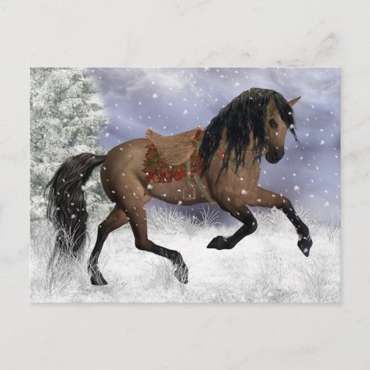 Winterpferde Fantasy Art Postkarte (Vorderseite)
