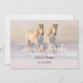 Winterpferde Foto Hochzeit Dankeschön Karte (Vorderseite)