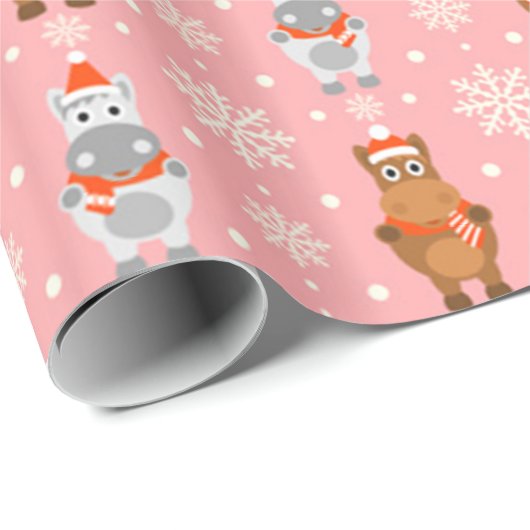 Winterpferde Geschenkpapier (Rolleneckpunkt)