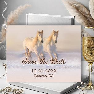 Winterpferde Hochzeit Datum Postkarte speichern