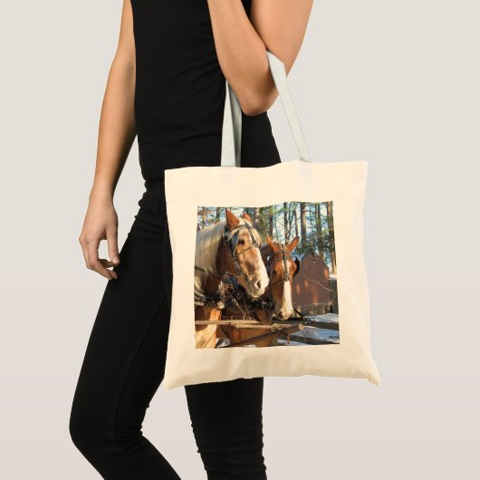 Winterpferde im Sturbridge Village Tote Bag Tragetasche (Vorderseite (Produkt))