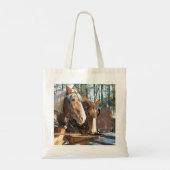 Winterpferde im Sturbridge Village Tote Bag Tragetasche (Rückseite)