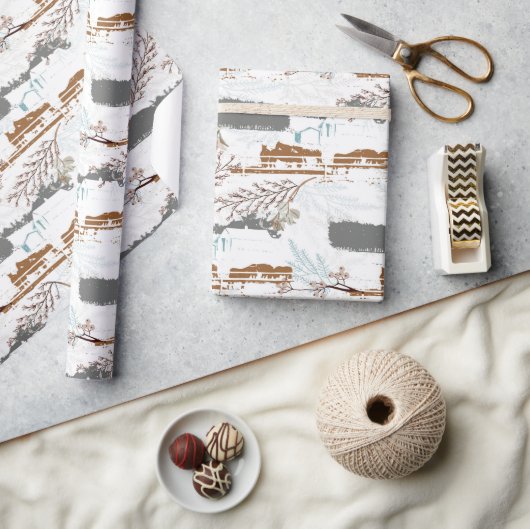 Winterpferde Magnolias Geschenkpapier (Kunsthandwerk)