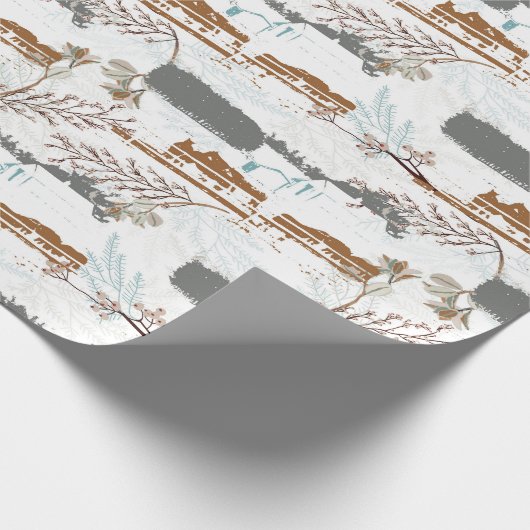 Winterpferde Magnolias Geschenkpapier (Ecke)