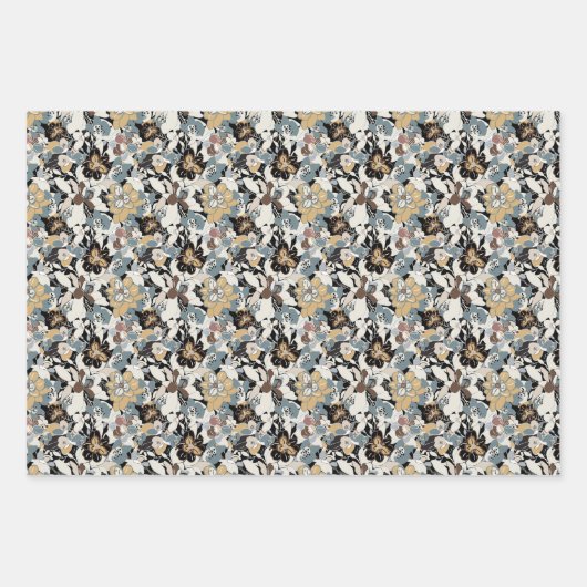 Winterpferde Magnolias Geschenkpapier Set (Vorderseite 2)