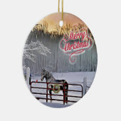 Winterpferde Weihnachten Keramik Ornament (Rechts)