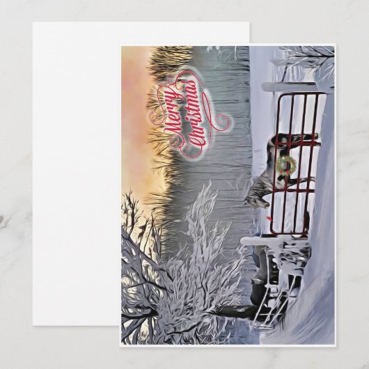 Winterpferde Weihnachtskarte Feiertagskarte (Vorne/Hinten)