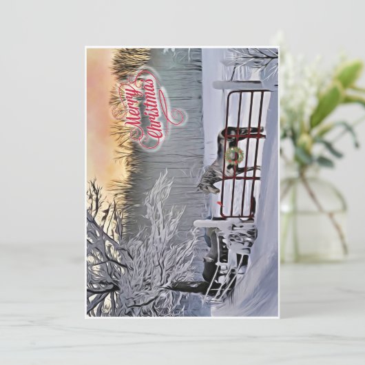 Winterpferde Weihnachtskarte Feiertagskarte (Stehend Vorderseite)