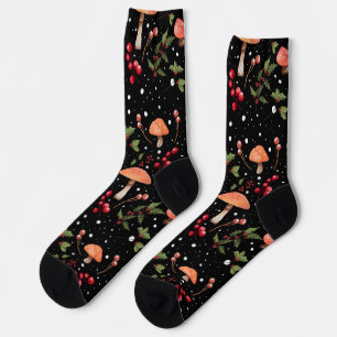 Winterpilz-Cottagecore-Weihnachtsmuster Socken