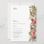 Winterpine Elegantes Foto Qr Code Hochzeit Einladung (Vorderseite)