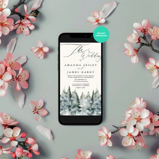 Winterpine-Hochzeit Einladung