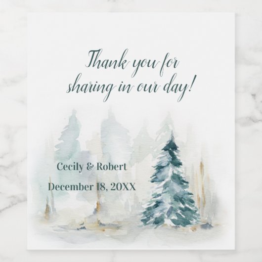 Winterpine-Hochzeit Weinetikett (Einzelnes Label)