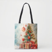 Winterpine & Holly Wasserfarbe Tasche (Vorderseite)