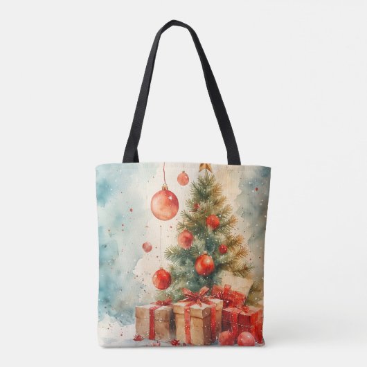 Winterpine & Holly Wasserfarbe Tasche (Rückseite)