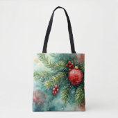 Winterpine & Holly Wasserfarbe Tasche (Vorderseite)
