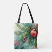 Winterpine & Holly Wasserfarbe Tasche (Rückseite)