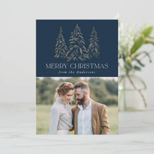 Winterpine-Navy Frische Weihnachten 2 Foto (Stehend Vorderseite)