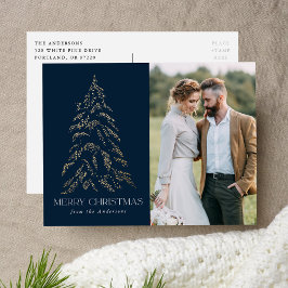 Winterpine-Navy-Weihnachtsfest-Foto Feiertagspostkarte