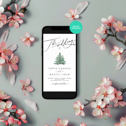 Winterpine-Trees-Schneehunde Einladung