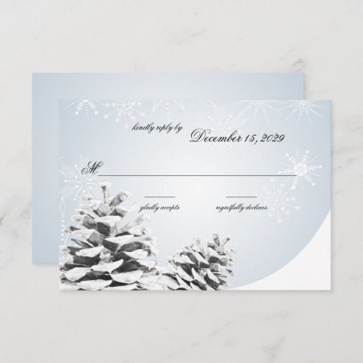 Winterpinecone und Schneeflocken RSVP Karte (Vorne/Hinten)
