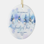 Winterpinguin 1. Weihnachten als Familie der Vier Keramik Ornament (Rechts)