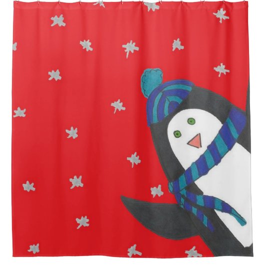 Winterpinguin Duschvorhang (Vorderseite)