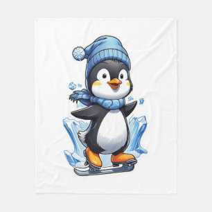 Winterpinguin Eisstockschießen Fleecedecke