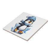 Winterpinguin Eisstockschießen Fliese (Seite)