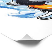 Winterpinguin Eisstockschießen Fotodruck (Ecke)