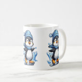 Winterpinguin Eisstockschießen Kaffeetasse (VorderseiteRechts)