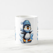 Winterpinguin Eisstockschießen Kaffeetasse (Mittel)