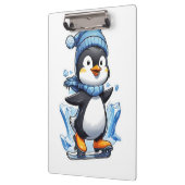 Winterpinguin Eisstockschießen Klemmbrett (Links)