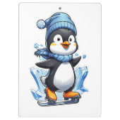 Winterpinguin Eisstockschießen Klemmbrett (Rückseite)